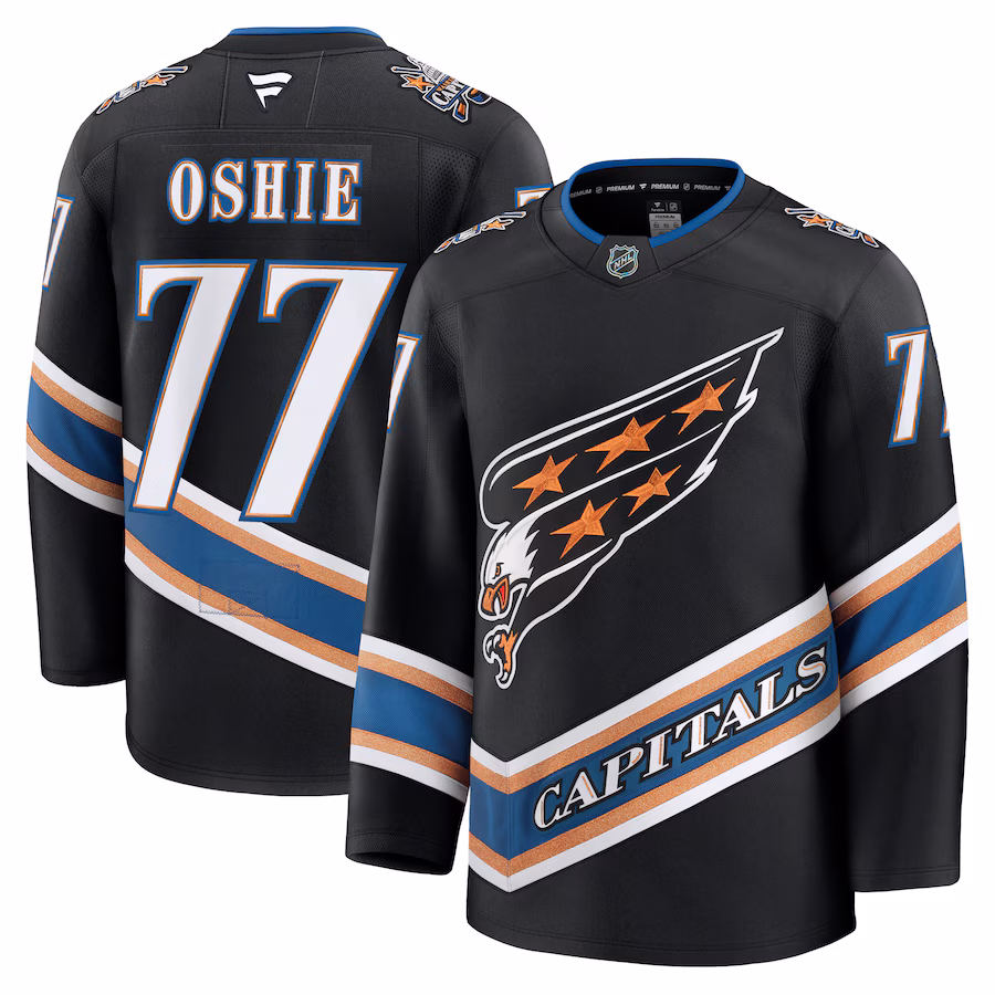Men's Washington Capitals TJ Oshie Fanatics Black Alternate 50th Anniversary Premium Jersey