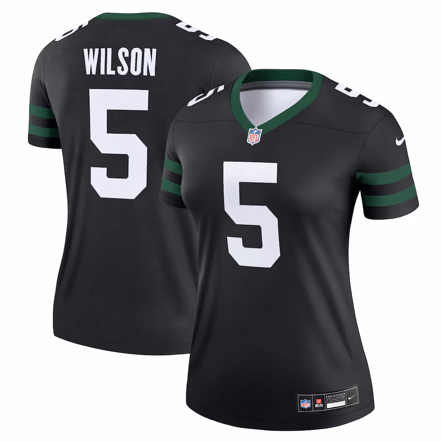 Women's New York Jets Garrett Wilson Nike Legacy Black Alternate Legend Player Performance Top