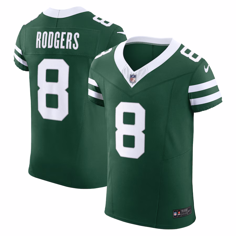 Men's New York Jets Aaron Rodgers Nike Gotham Green Vapor F.U.S.E. Elite Jersey