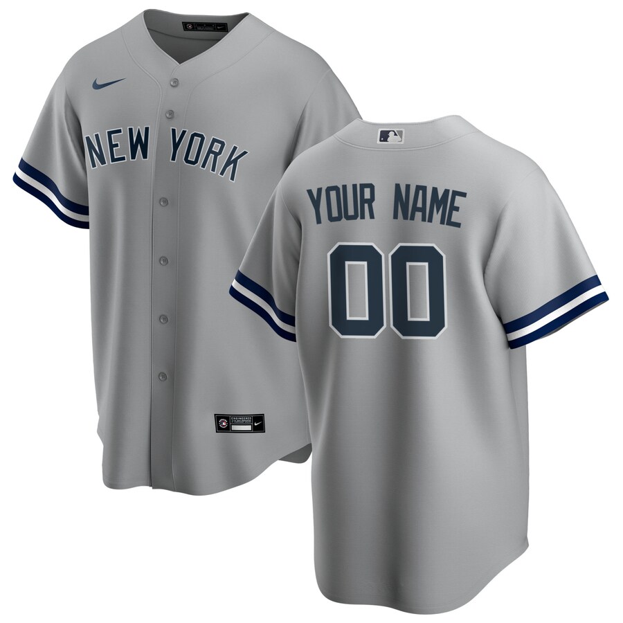 Men's New York Yankees Nike Gray Road Replica Custom Jersey