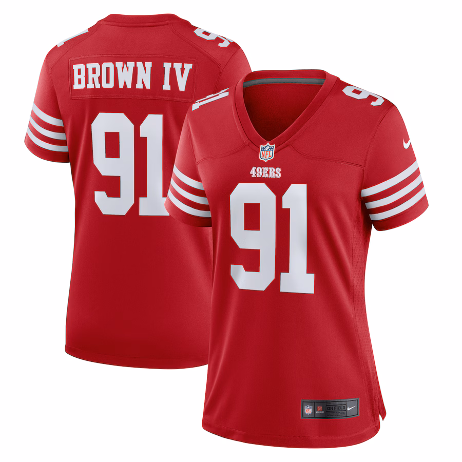 Women's San Francisco 49ers Earnest Brown IV Nike  Scarlet Team Game Jersey
