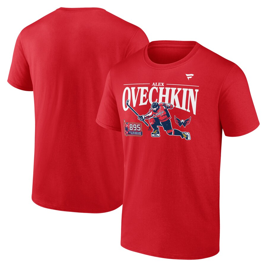 Men's Washington Capitals Alexander Ovechkin Fanatics Athletic Red NHL All-Time Leading Goal Scorer GR8 Celebration T-Shirt