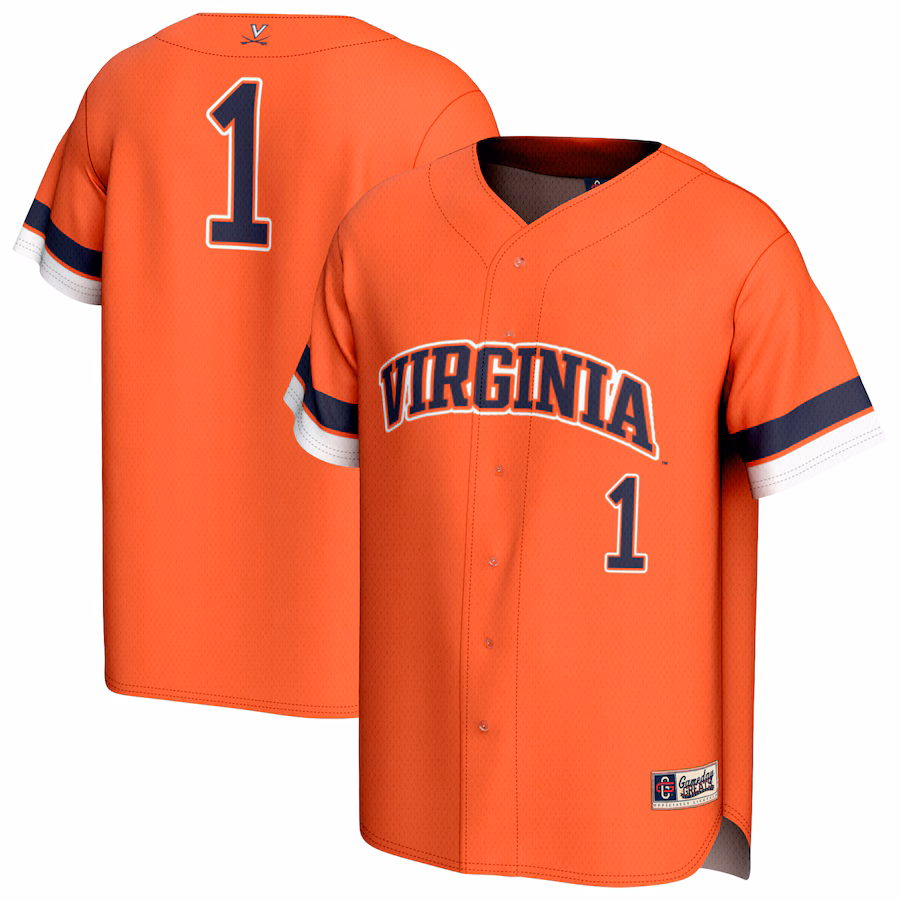 Youth GameDay Greats #1 Orange Virginia Cavaliers Lightweight Collegiate Baseball Fashion Jersey