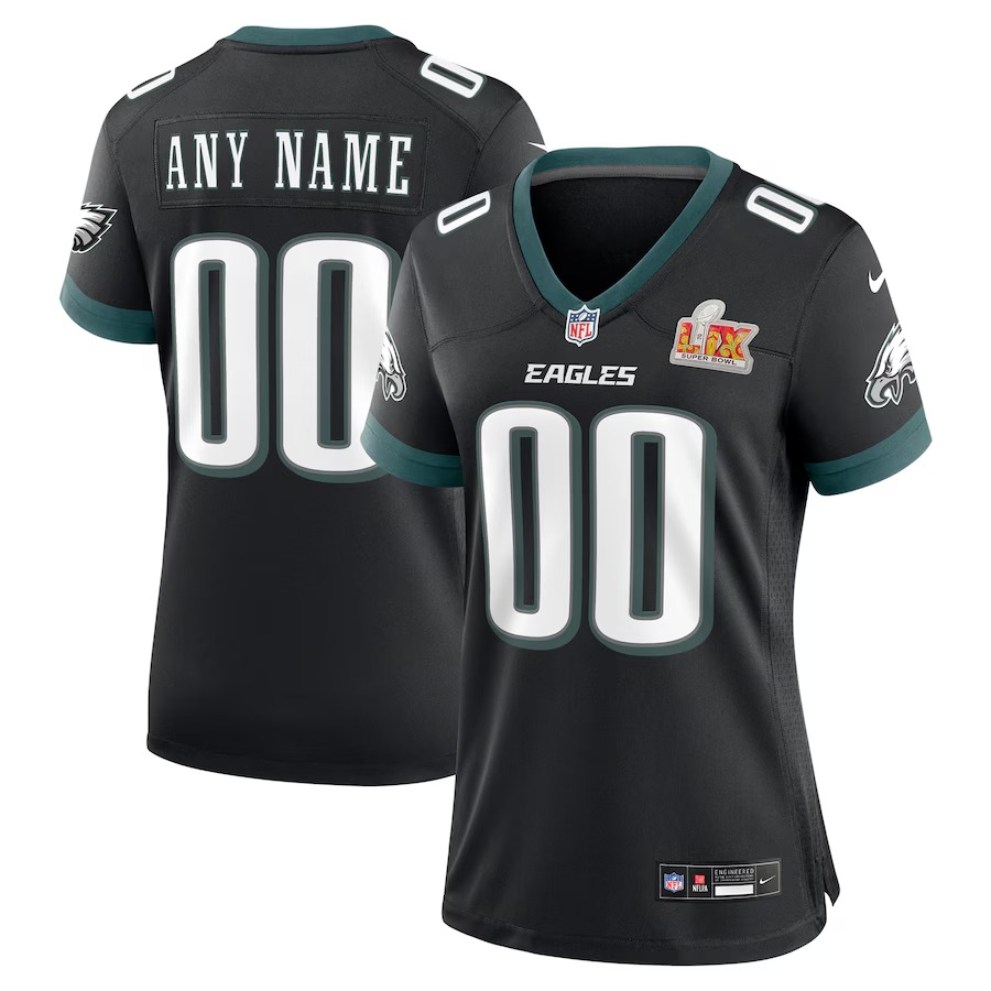 Women's Philadelphia Eagles Nike Black Super Bowl LIX Custom Alternate Game Jersey