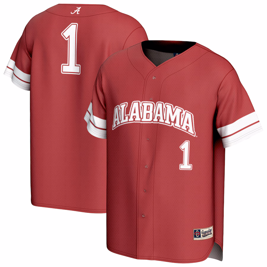 Youth GameDay Greats #1 Crimson Alabama Crimson Tide Lightweight Collegiate Baseball Fashion Jersey
