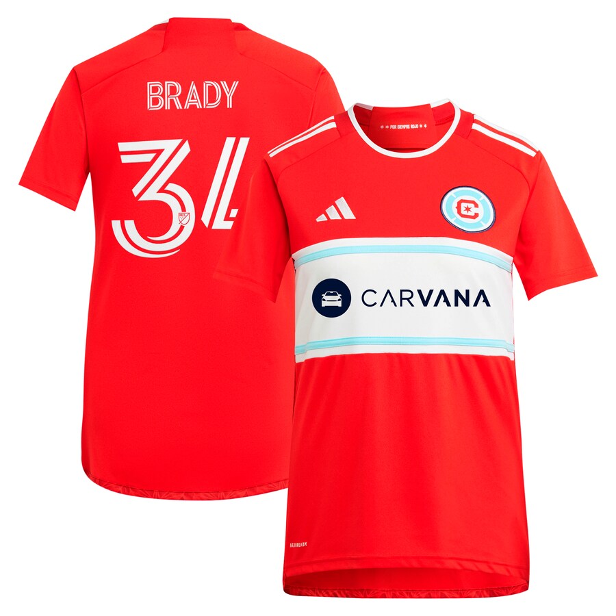 Women's Chicago Fire Chris Brady adidas Red 2024 Return To Red Replica Player Jersey