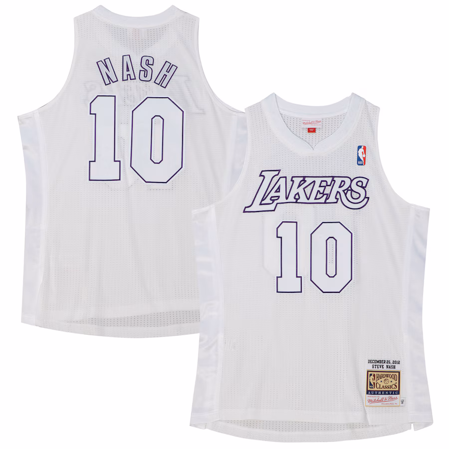 Men's Los Angeles Lakers Steve Nash Mitchell & Ness White 2012 Authentic Player Jersey