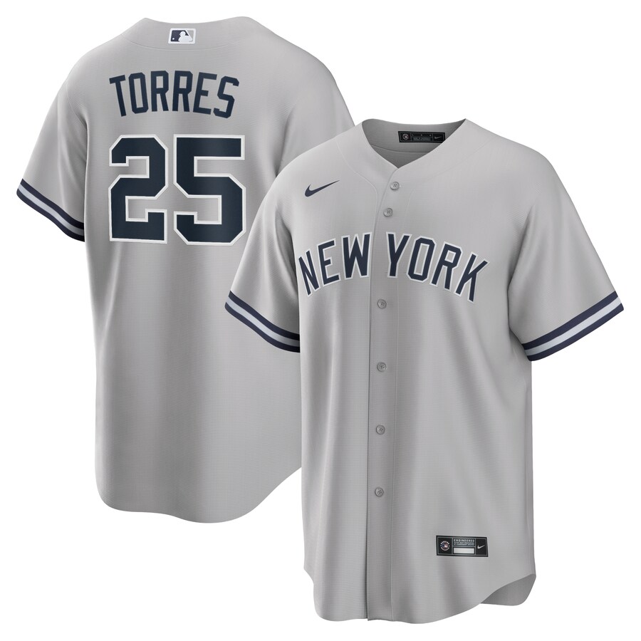 Men's New York Yankees Gleyber Torres Nike Gray Road Replica Player Name Jersey