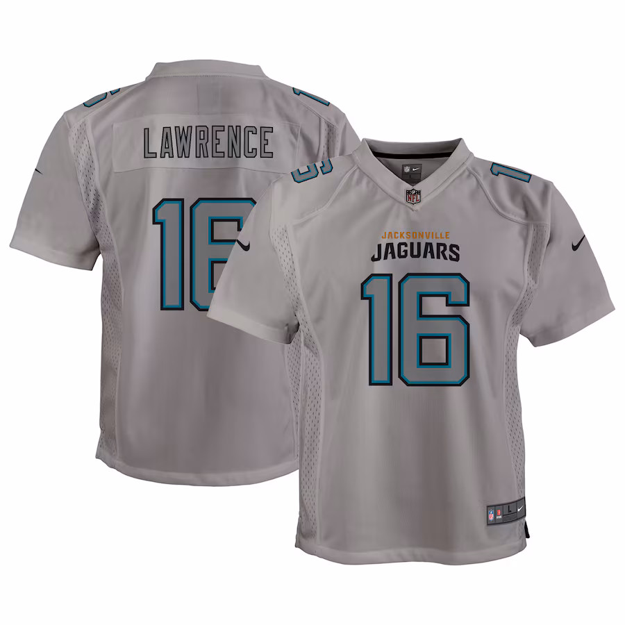 Youth Jacksonville Jaguars Trevor Lawrence Nike Gray Atmosphere Game Jersey