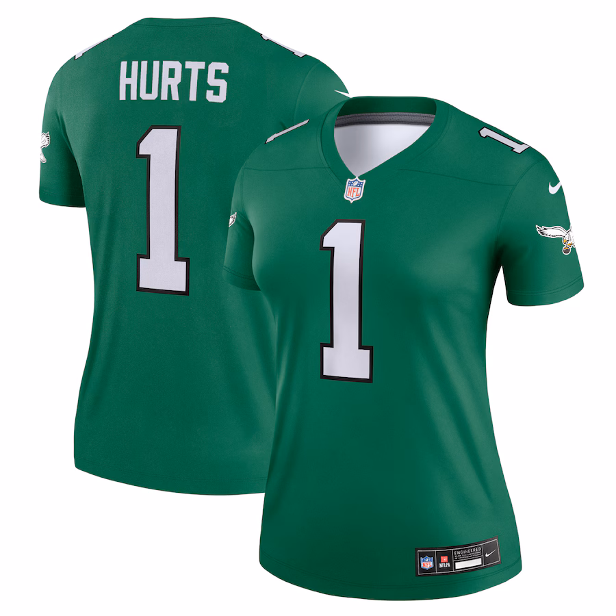 Women's Philadelphia Eagles Jalen Hurts Nike  Kelly Green Alternate Legend Player Performance Top