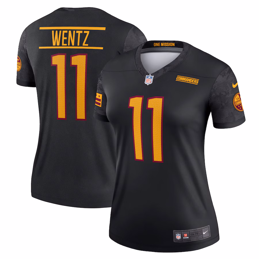 Women's Washington Commanders Carson Wentz Nike Black Alternate Legend Player Performance Top