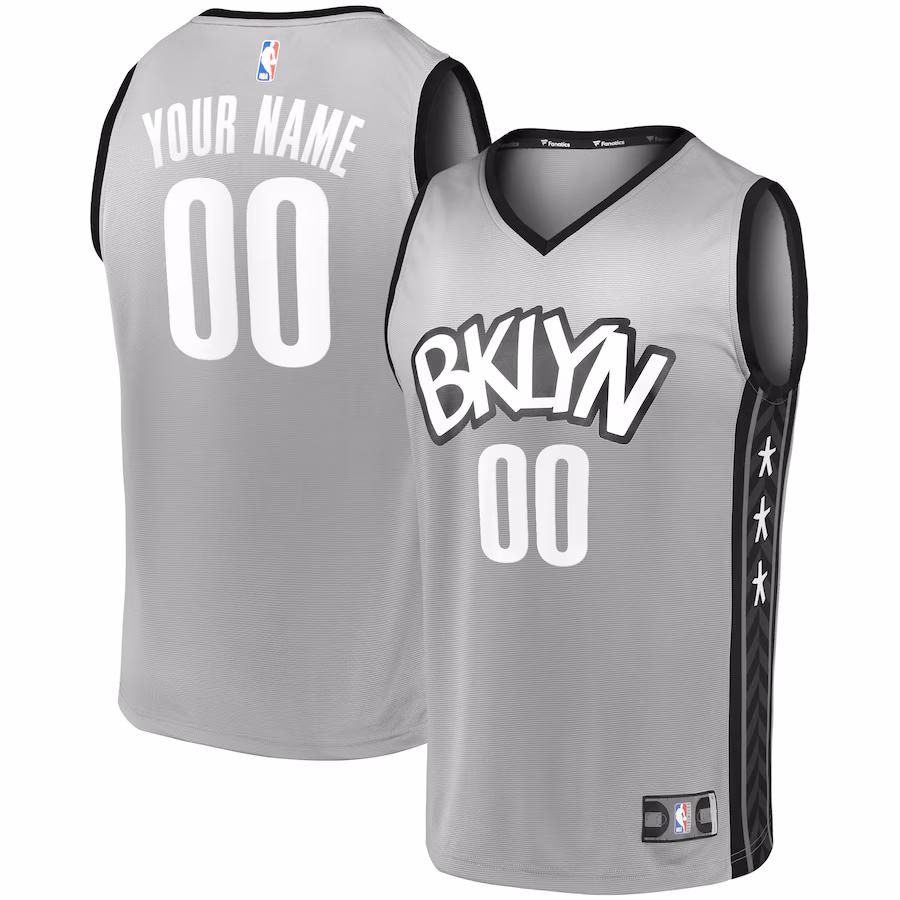 Youth Brooklyn Nets Fanatics Gray Custom Fast Break Replica Jersey - Statement Edition