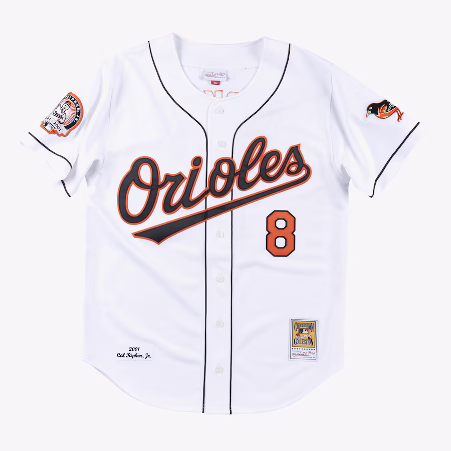 Men's Baltimore Orioles Cal Ripken Jr. White Cooperstown Collection 2001 Authentic Player Jersey