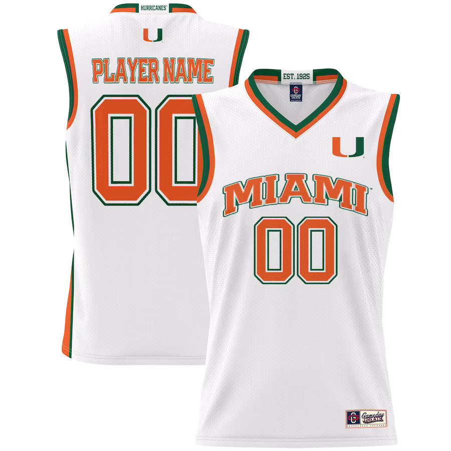 Miami Hurricanes GameDay Greats Youth NIL Pick-A-Player Lightweight Women's Basketball Jersey - White