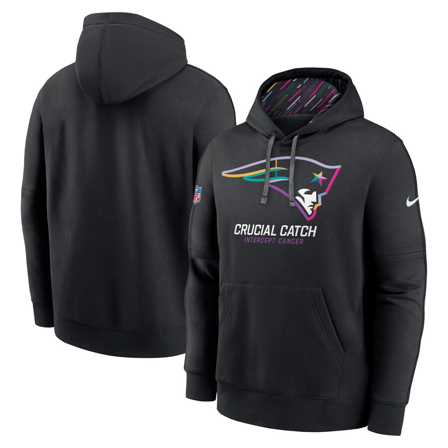 Men's New England Patriots Nike Black 2024 NFL Crucial Catch Club Pullover Hoodie