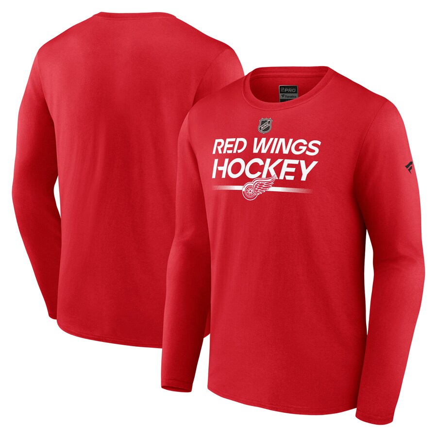 Men's Detroit Red Wings Fanatics Red Authentic Pro Primary Long Sleeve T-Shirt