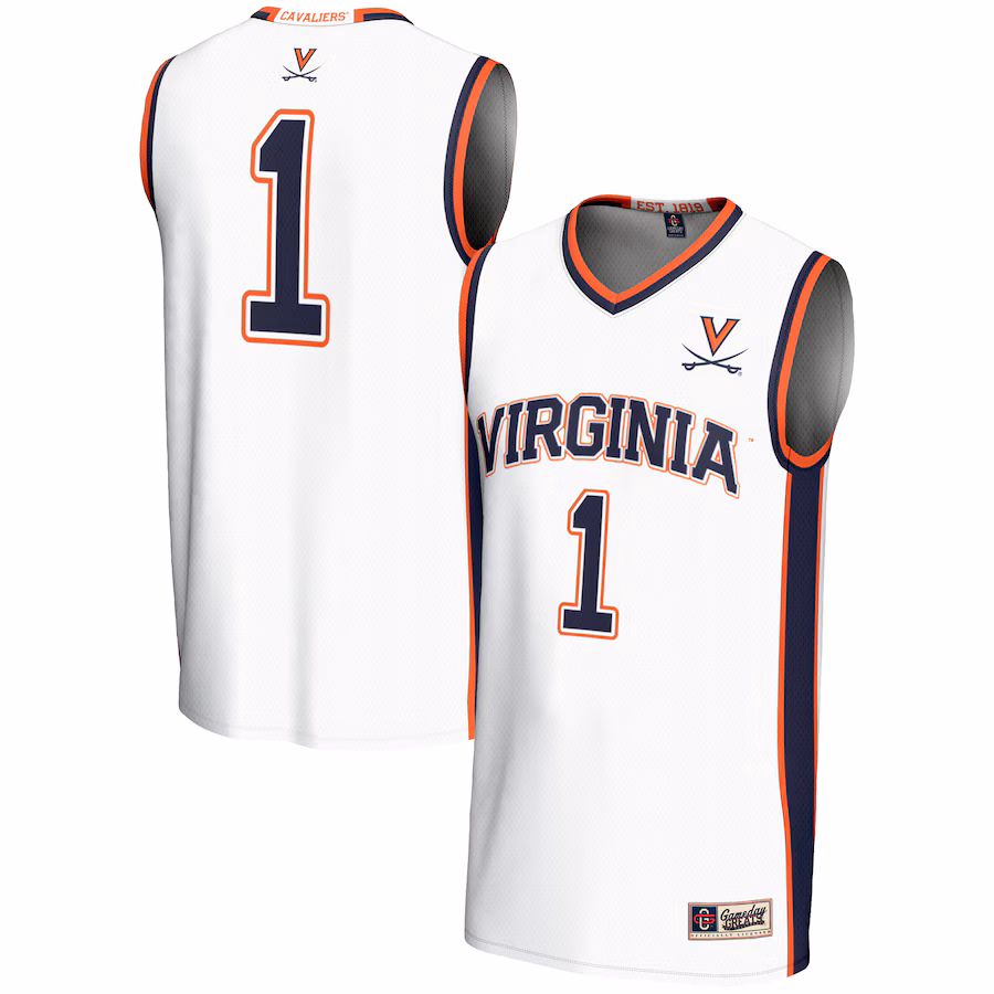 Male GameDay Greats #1  White Virginia Cavaliers  Lightweight Basketball Jersey