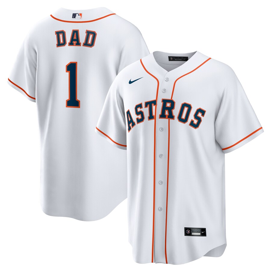 Men's Houston Astros Nike White #1 Dad Home Replica Jersey