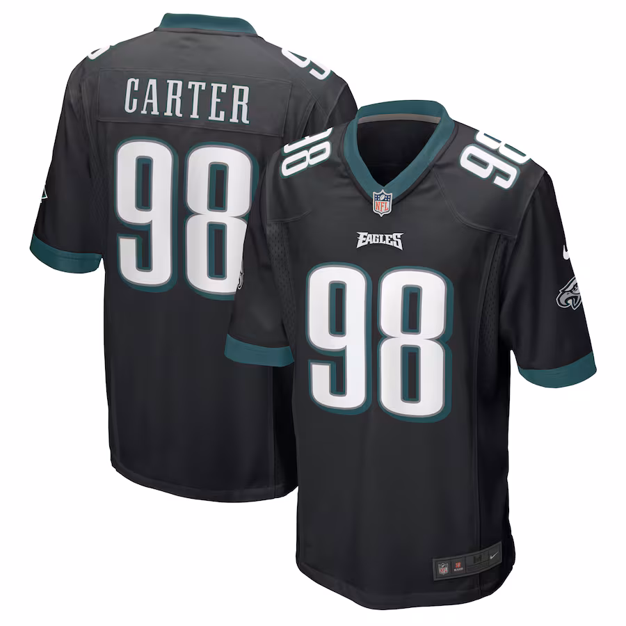 Men's Philadelphia Eagles Jalen Carter Nike Black Alternate Team Game Jersey