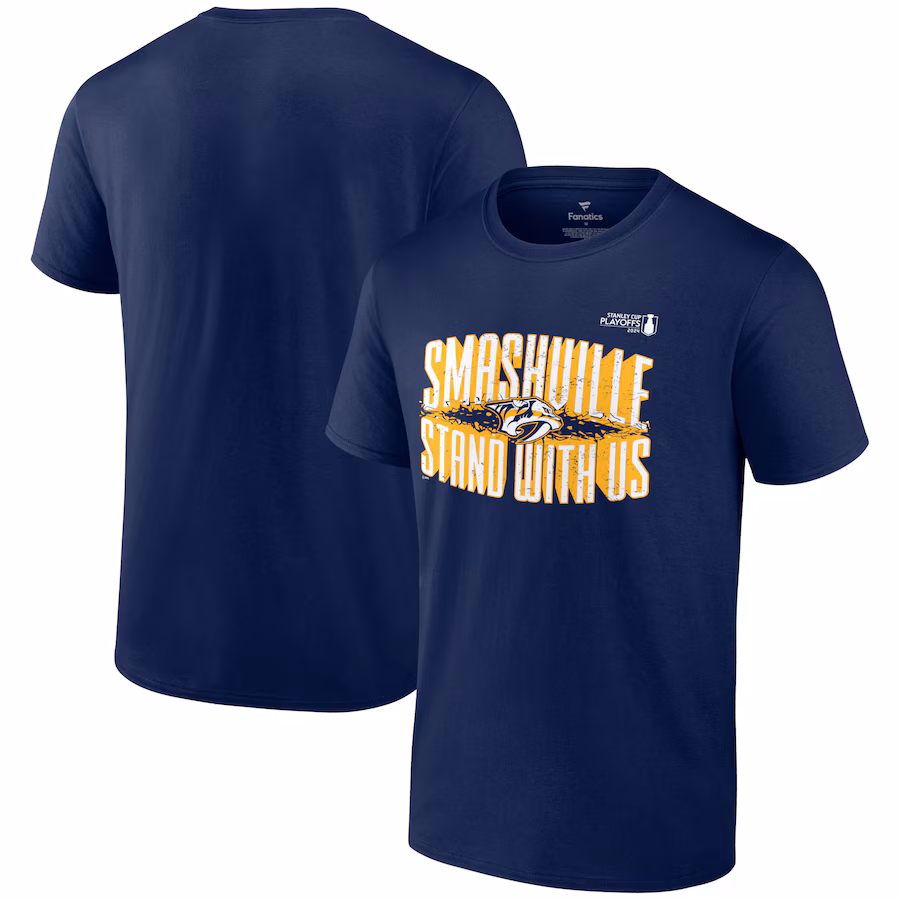 Men's Nashville Predators Fanatics Navy 2024 Stanley Cup Playoffs Slogan T-Shirt