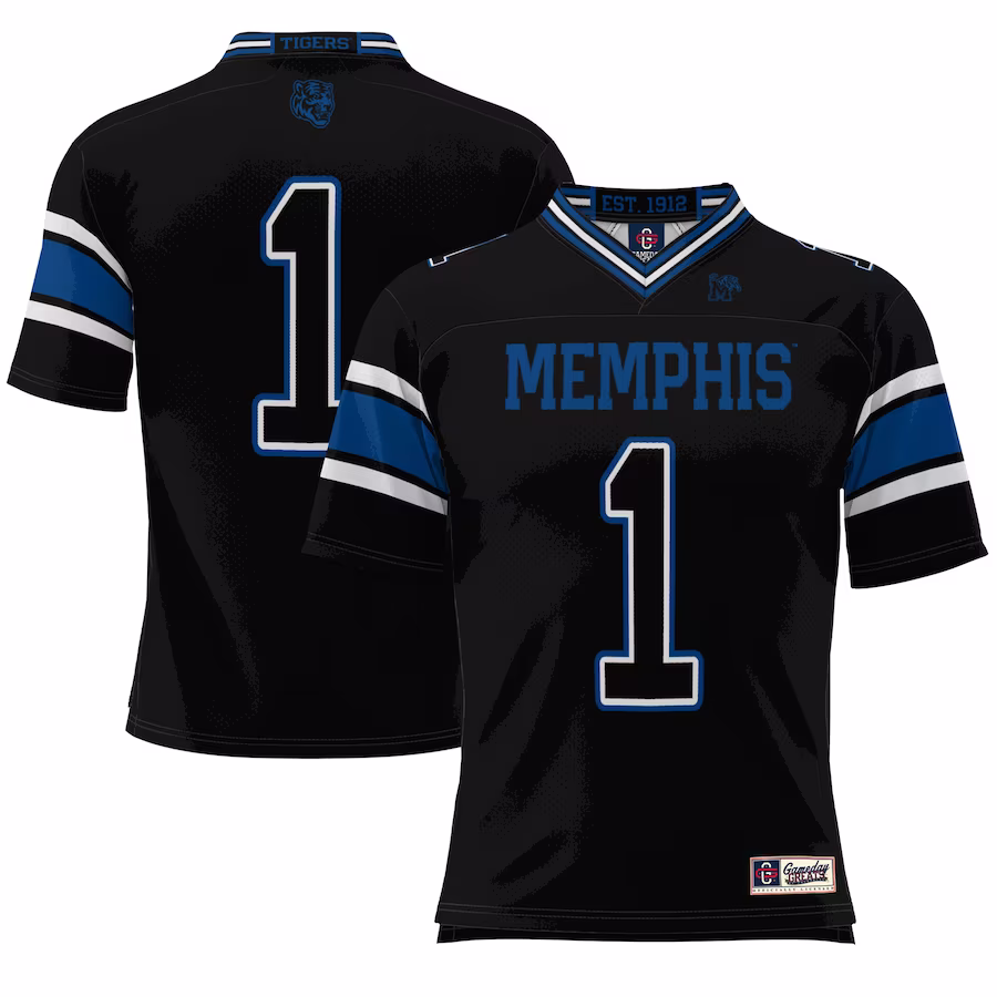 #1 Memphis Tigers GameDay Greats Endzone Football Jersey - Black