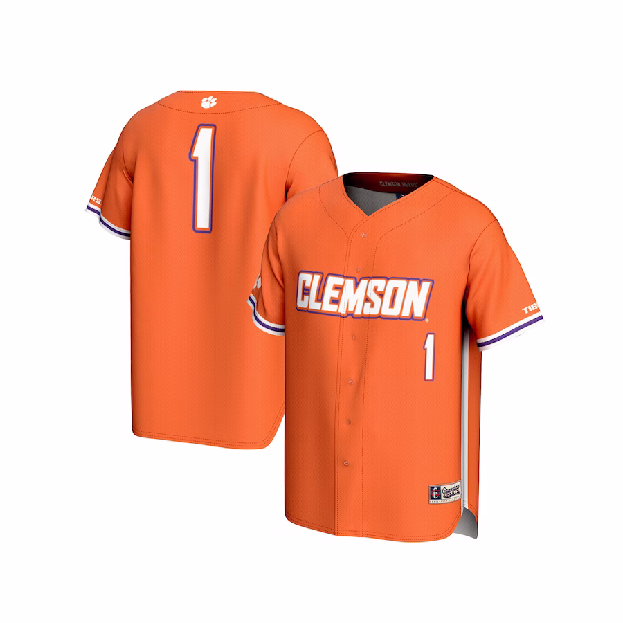 #1 Clemson Tigers GameDay Greats Youth Lightweight Baseball Fashion Jersey - Orange