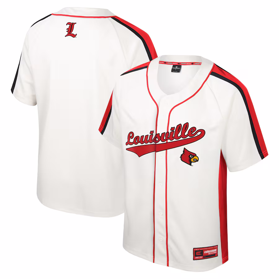 Men's Colosseum Cream Louisville Cardinals Ruth Button-Up Baseball Jersey