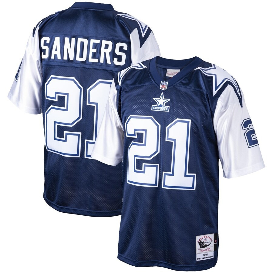 Men's Dallas Cowboys Deion Sanders Mitchell & Ness Navy Big & Tall 1995 Retired Player Replica Jersey