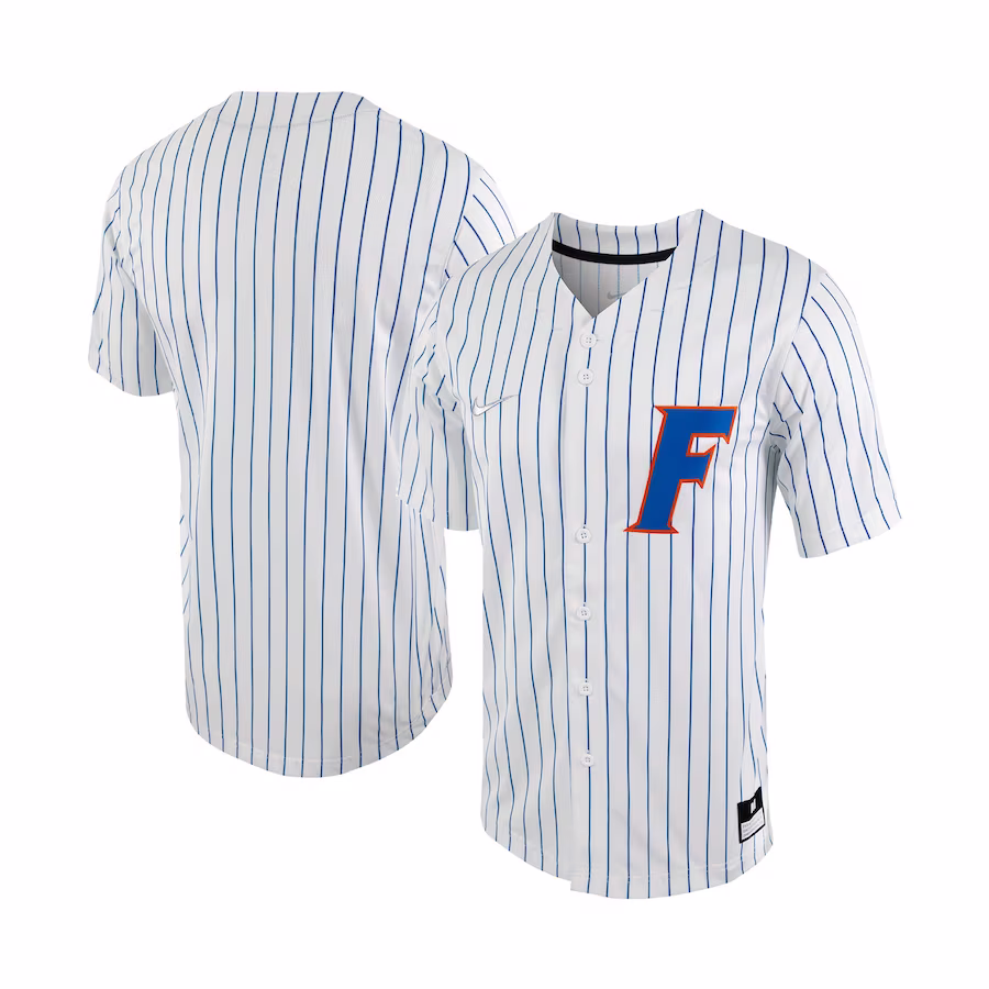 Florida Gators Nike Pinstripe Replica Full-Button Baseball Jersey - White/Royal