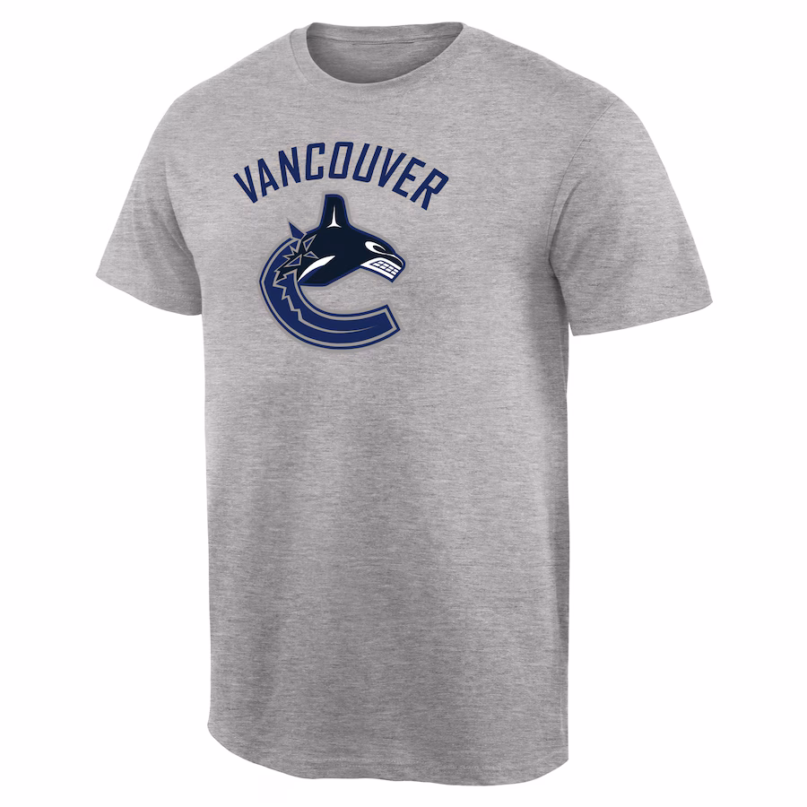 Men's Vancouver Canucks Ash Team Primary Logo T-Shirt