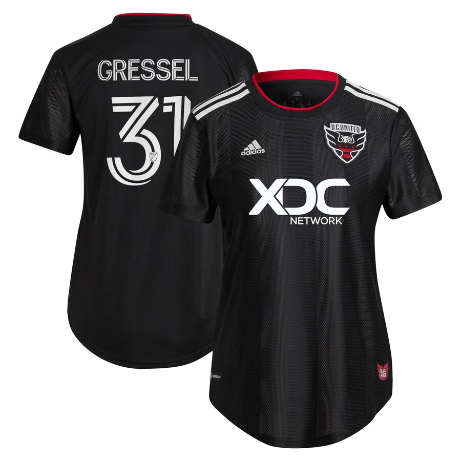 Women's D.C. United Julian Gressel adidas Black 2022 Black and Red Kit Replica Player Jersey