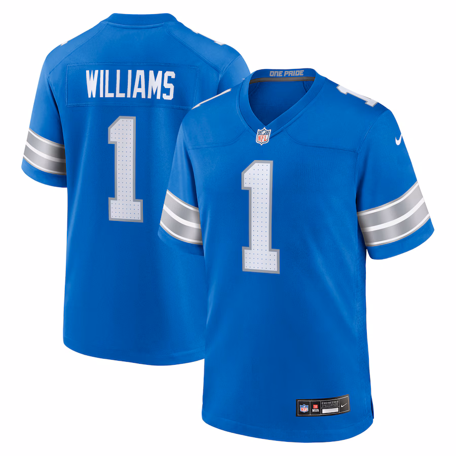 Men's Detroit Lions Tyleik Williams Nike Blue 2025 NFL Draft First Round Pick Game Jersey