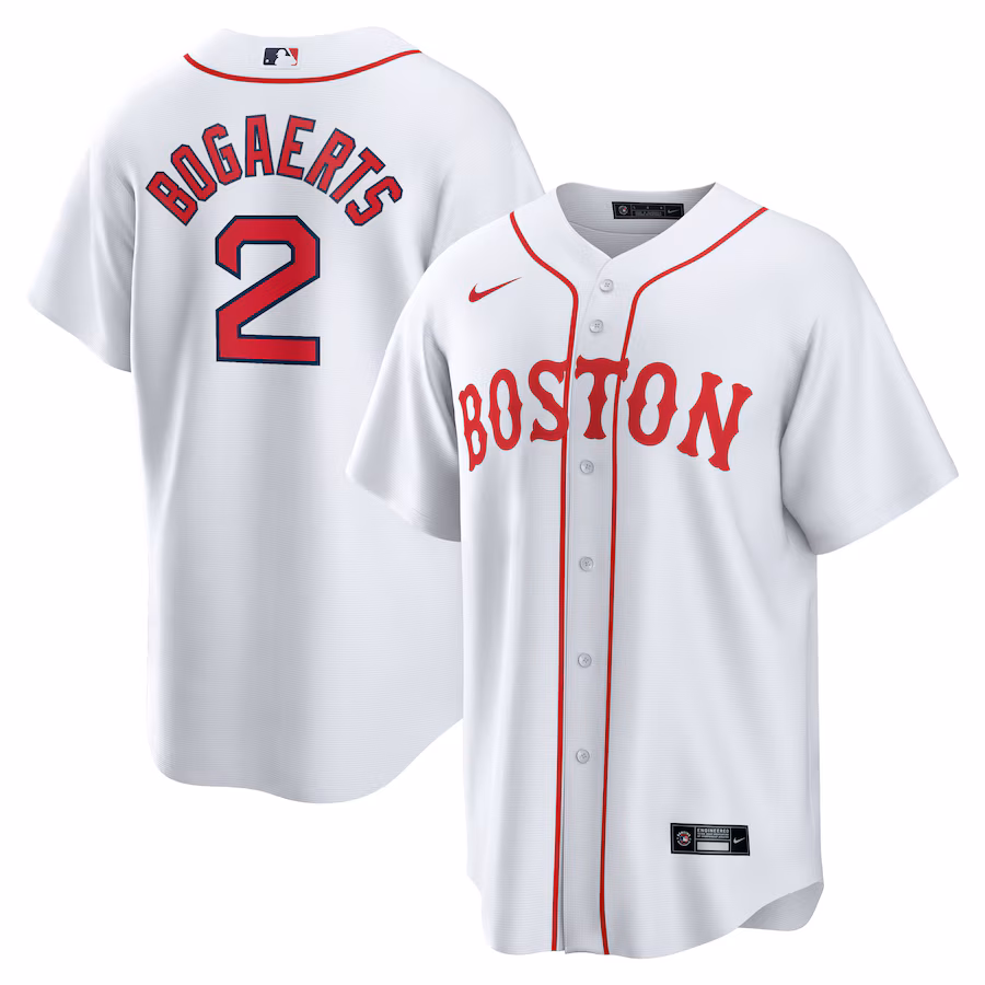 Men's Boston Red Sox Xander Bogaerts Nike White 2021 Patriots' Day Official Replica Player Jersey