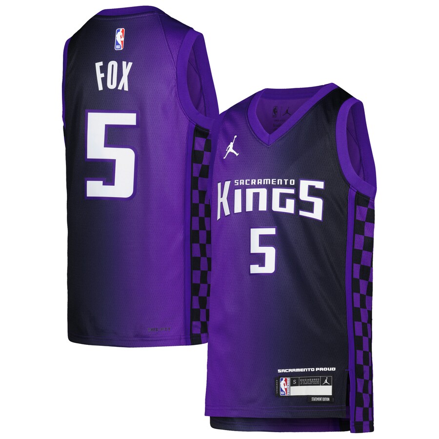 Youth Sacramento Kings De'Aaron Fox Jordan Brand Purple Swingman Jersey - Statement Edition