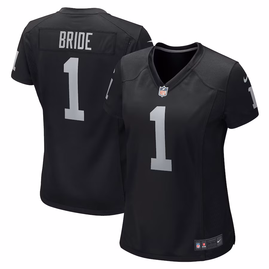 Women's Las Vegas Raiders Number 1 Bride Nike Black Game Jersey