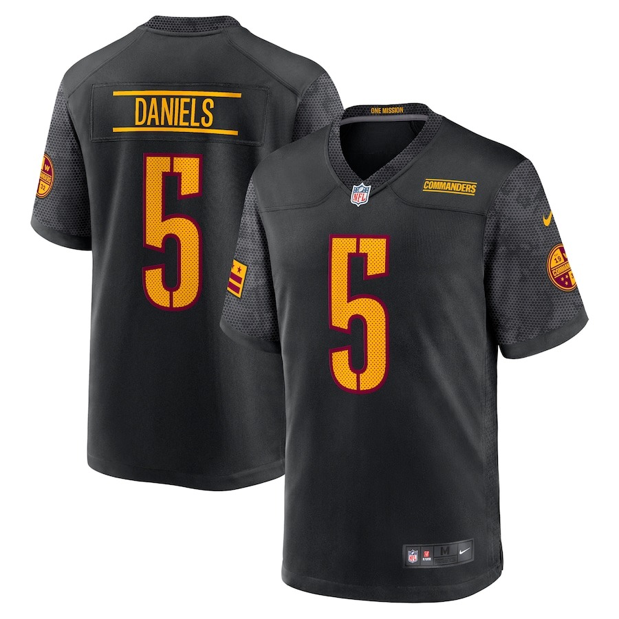 Men's Washington Commanders Jayden Daniels Nike Black Alternate Game Player Jersey