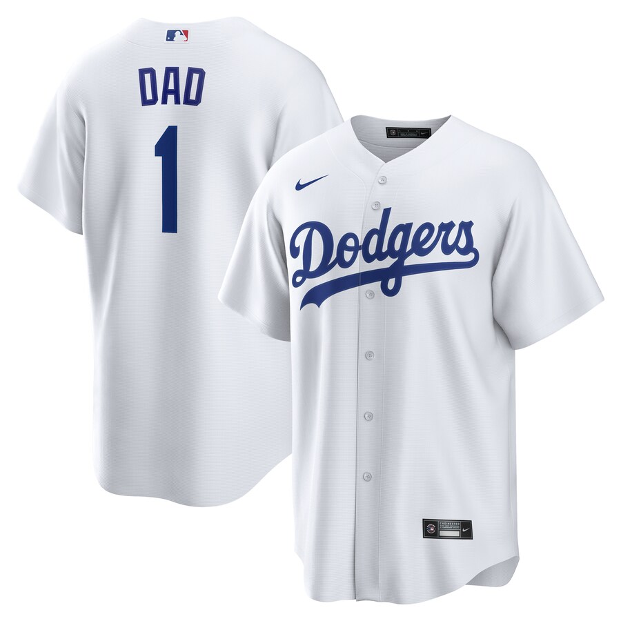 Men's Los Angeles Dodgers Nike White #1 Dad Home Replica Jersey