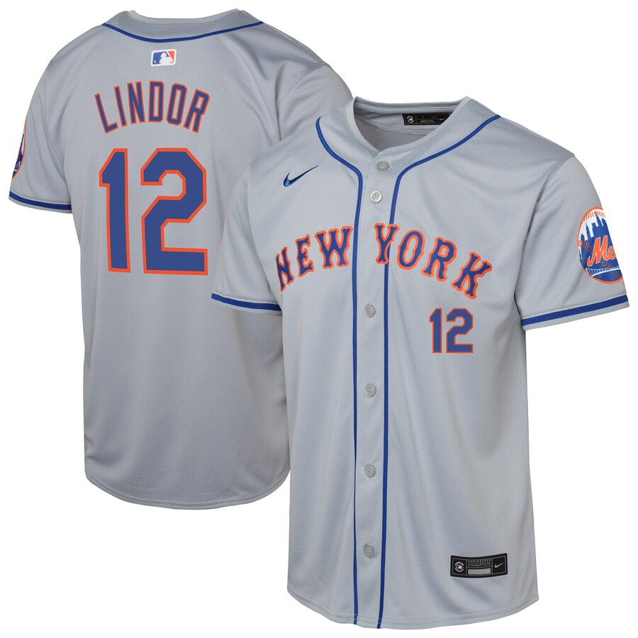 Youth New York Mets Francisco Lindor Nike Gray Road Limited Player Jersey