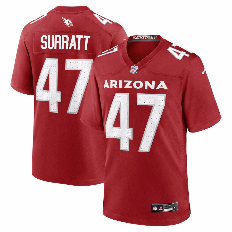 Men's Arizona Cardinals Sage Surratt Nike Cardinal Team Game Jersey