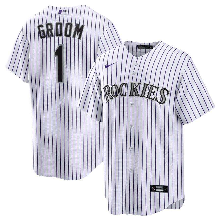 Men's Colorado Rockies Nike White #1 Groom Home Replica Jersey