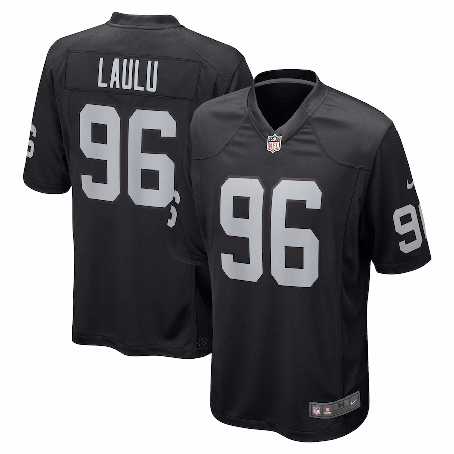Men's Las Vegas Raiders Jonah Laulu Nike Black Team Game Jersey