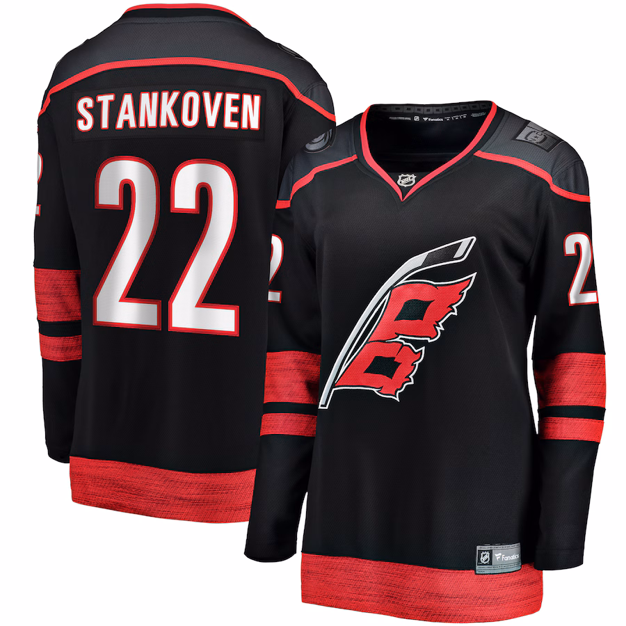Women's Carolina Hurricanes Logan Stankoven Fanatics Black Home Breakaway Player Jersey