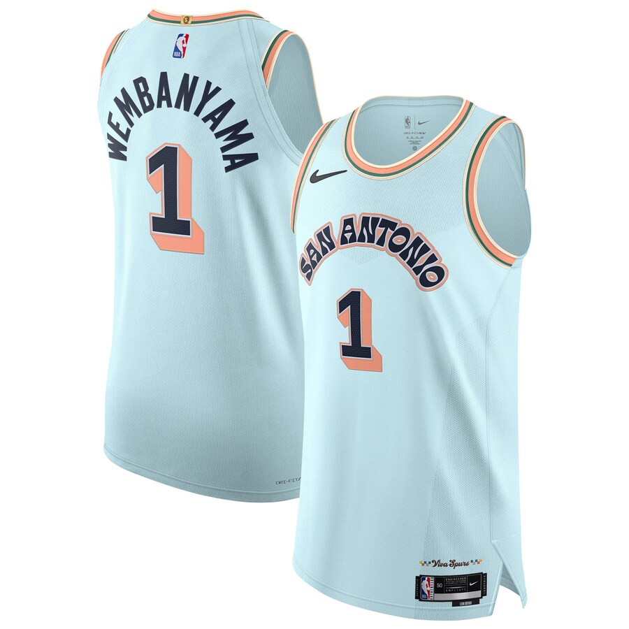 Men's San Antonio Spurs Victor Wembanyama Nike Light Blue 2024/25 Authentic Player Jersey - City Edition