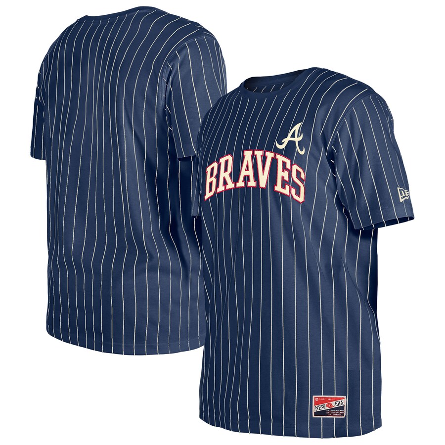 Men's Atlanta Braves New Era Navy Throwback Pinstripe T-Shirt