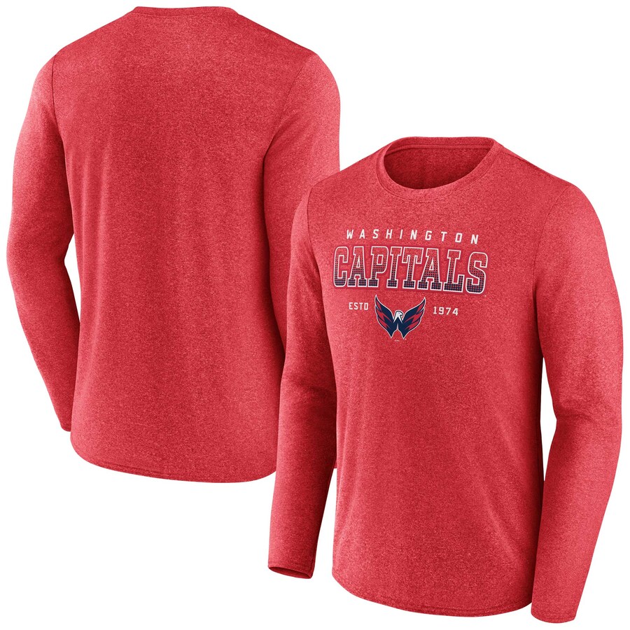 Men's Washington Capitals Fanatics Heather Red Long Sleeve T-Shirt