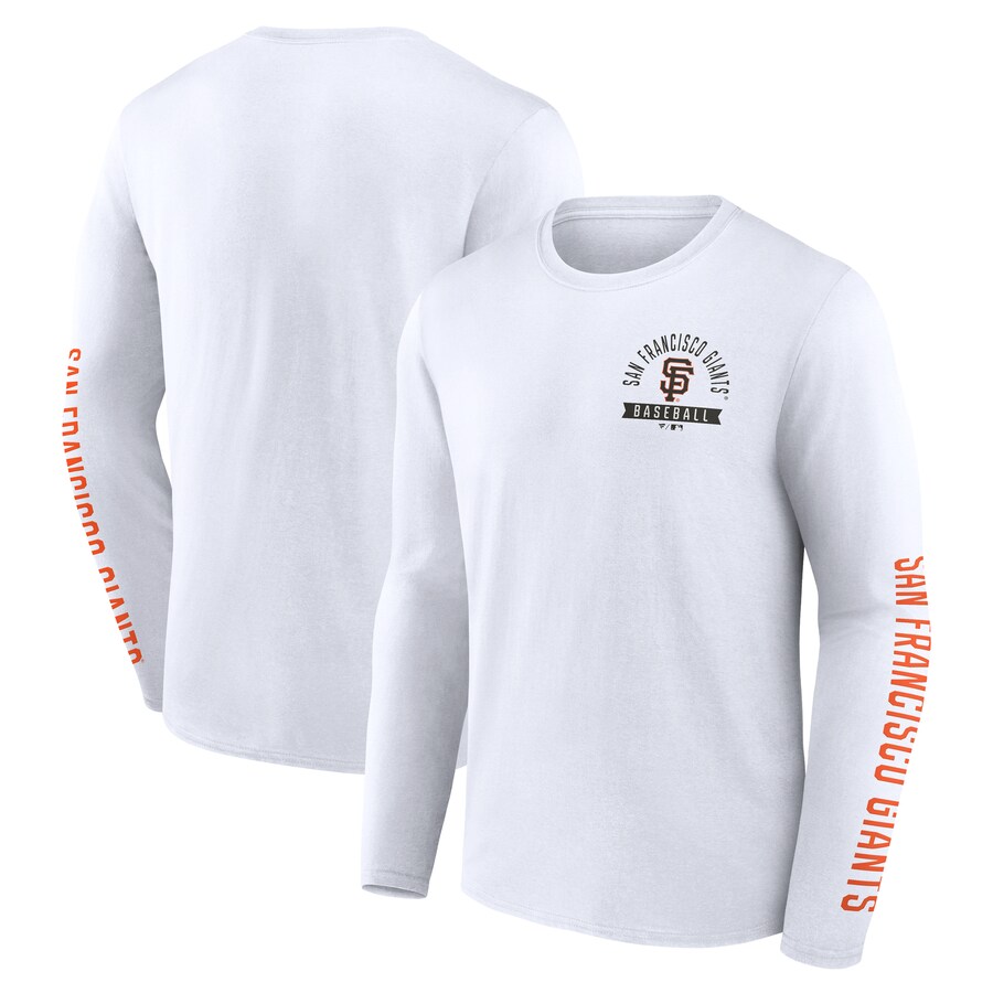 Men's San Francisco Giants Fanatics White Press Box Long Sleeve T-Shirt
