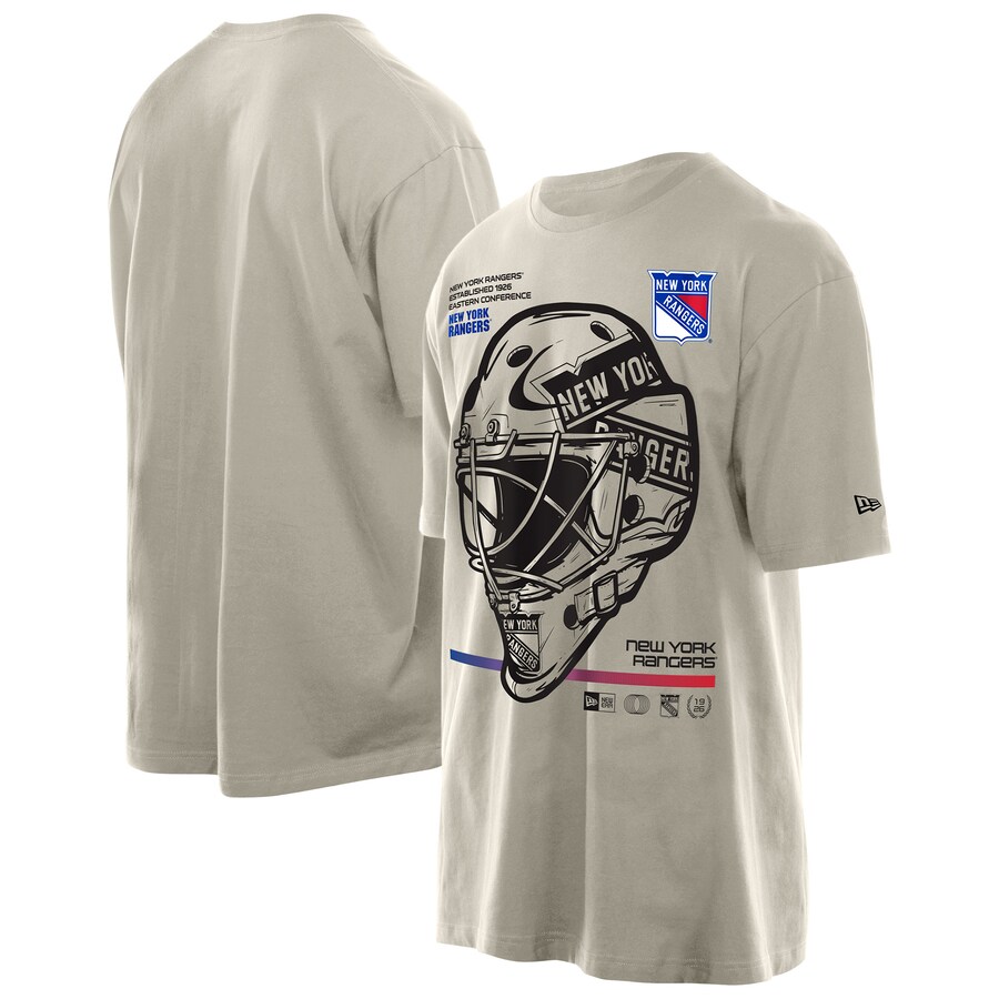 Men's New York Rangers New Era Tan Goalie Mask T-Shirt