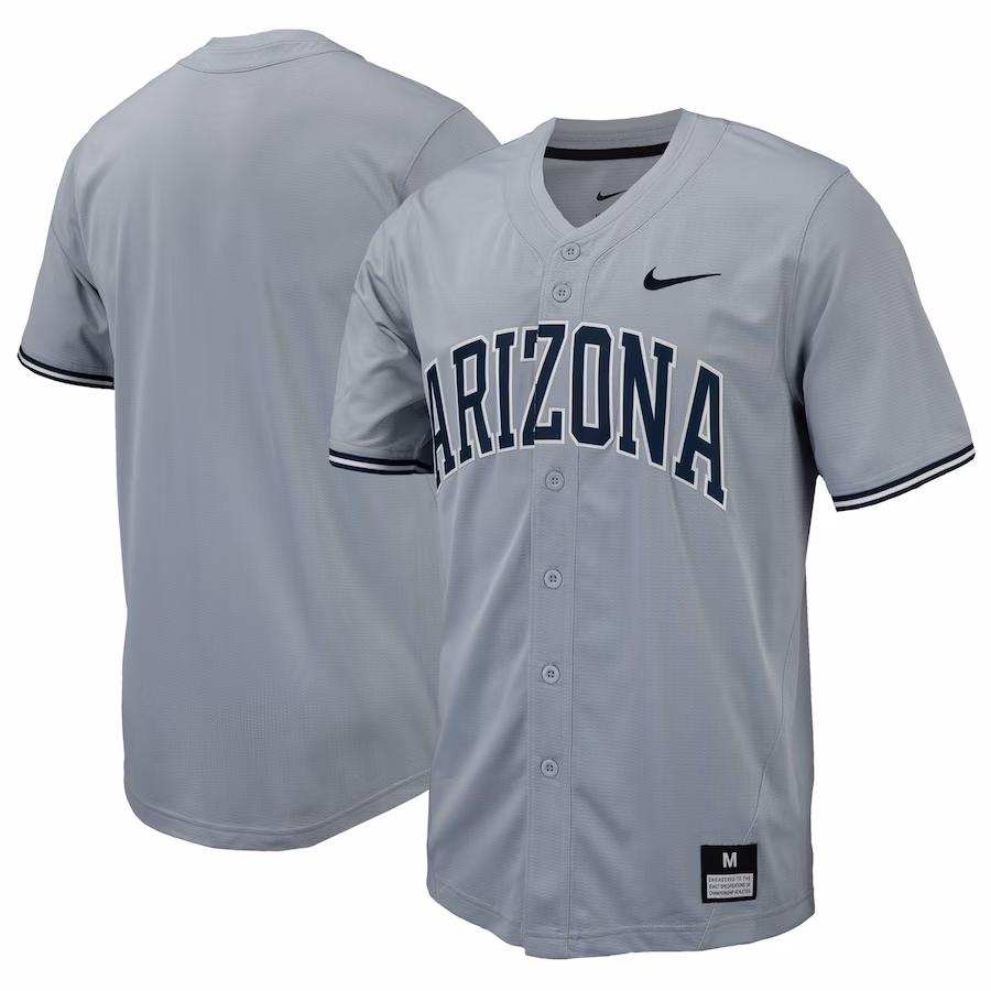 Men's Nike Gray Arizona Wildcats Replica Full-Button Baseball Jersey