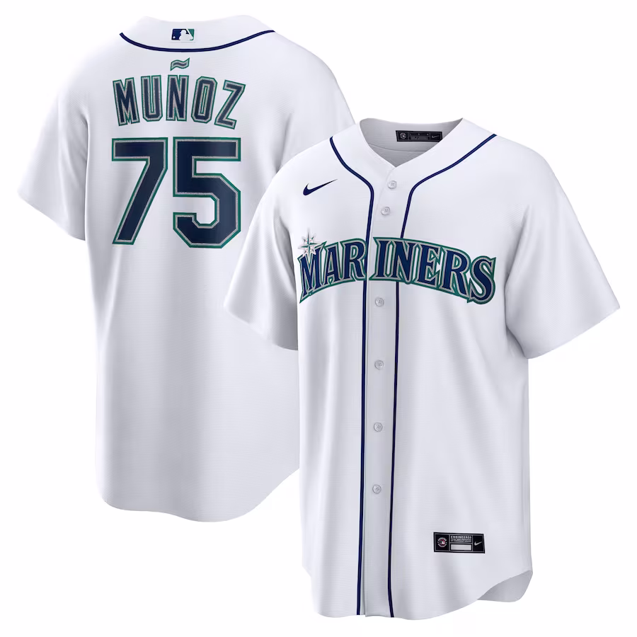 Men's Seattle Mariners Andrés Muñoz Nike White Home  Replica Player Jersey