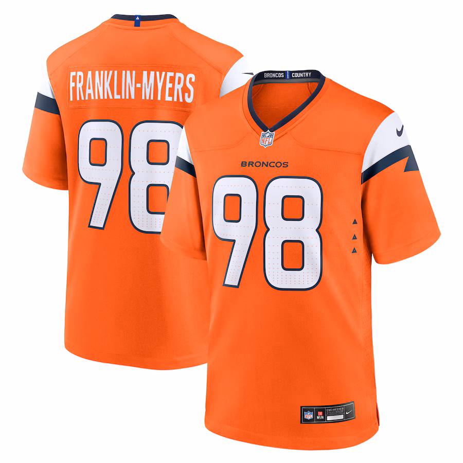 Men's Denver Broncos John Franklin-Myers Nike Orange Team Game Jersey
